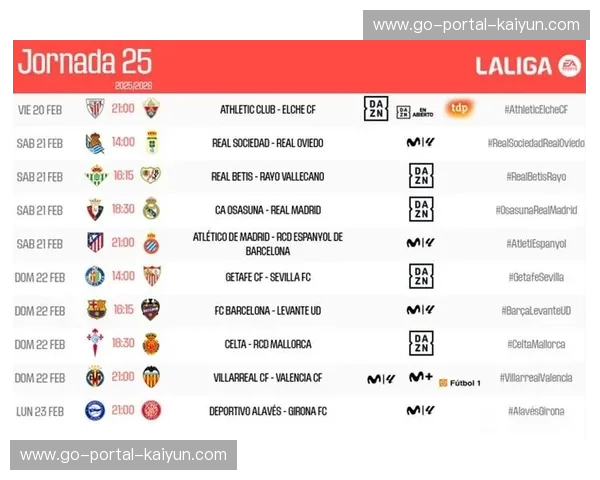 西甲第25轮赛程公布：皇马客战奥萨苏纳，巴萨迎战莱万特